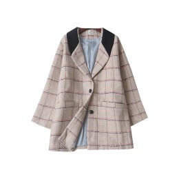 SKLS052  Korean style fashion loose plus size woolen coat suit British style plaid all-match woolen suit jacket  Checkered suit SKLS052  Korean style fashion loose plus size woolen coat suit British style plaid all-match woolen suit jacket  Checkered suit